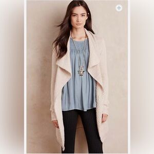 🔥HP🔥Anthropologie La Fee Verte Draped Front Boucle Cardigan Sweater – Tan – Sz M